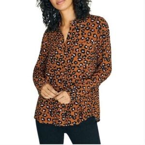 Sanctuary Leopard Print Button-Up Blouse Small